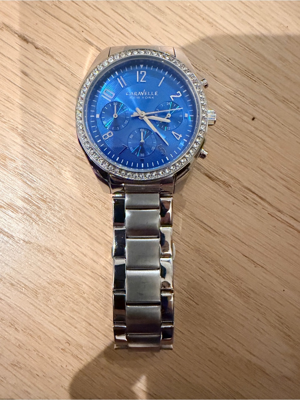 Caravelle Silver Watch with Blue Dial